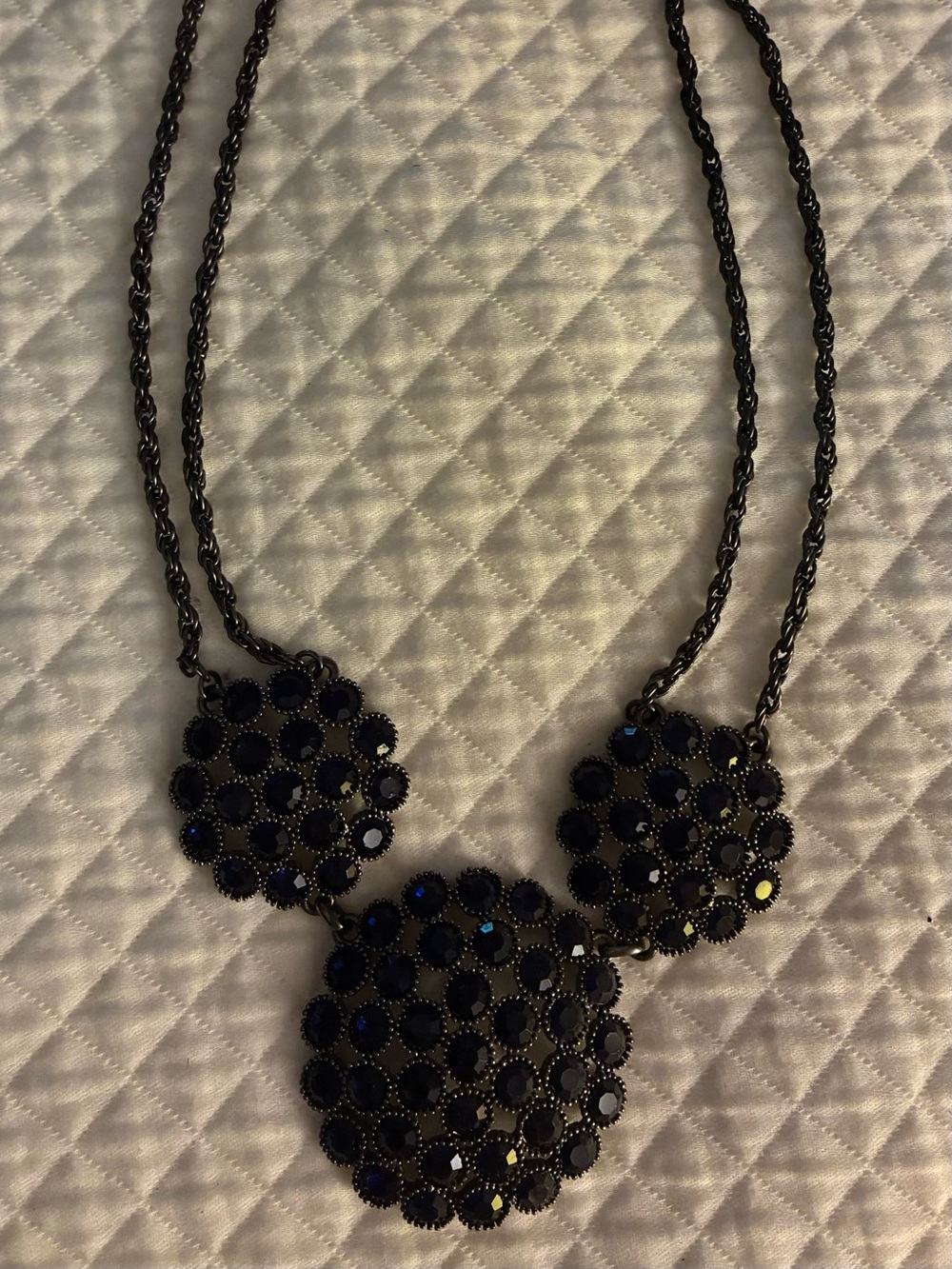 Black Crystal Cluster Statement Necklace - Women's Fashion